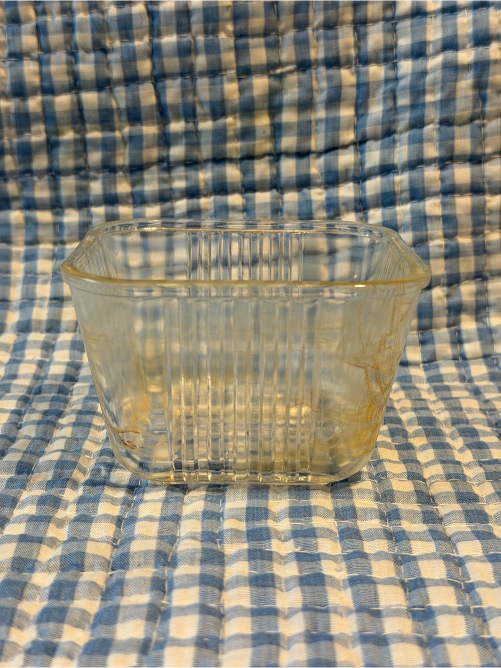 Vintage Clear Ribbed Glass Square Bowl/Dish